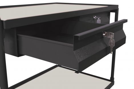 Wózek stołowy ESD z 2 powierzchniami użytkowymi i 2 szufladami - 3